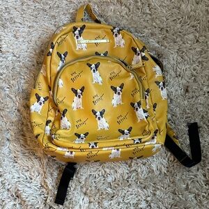 Betsey Johnson Mustard Yellow Backpack with Dog Design